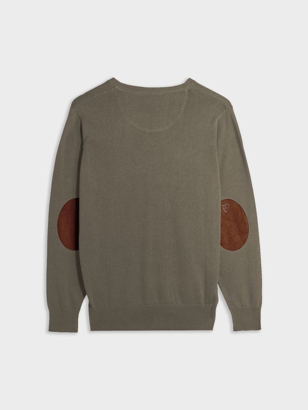 Suéter decote em V com cotoveleiras | Oliva