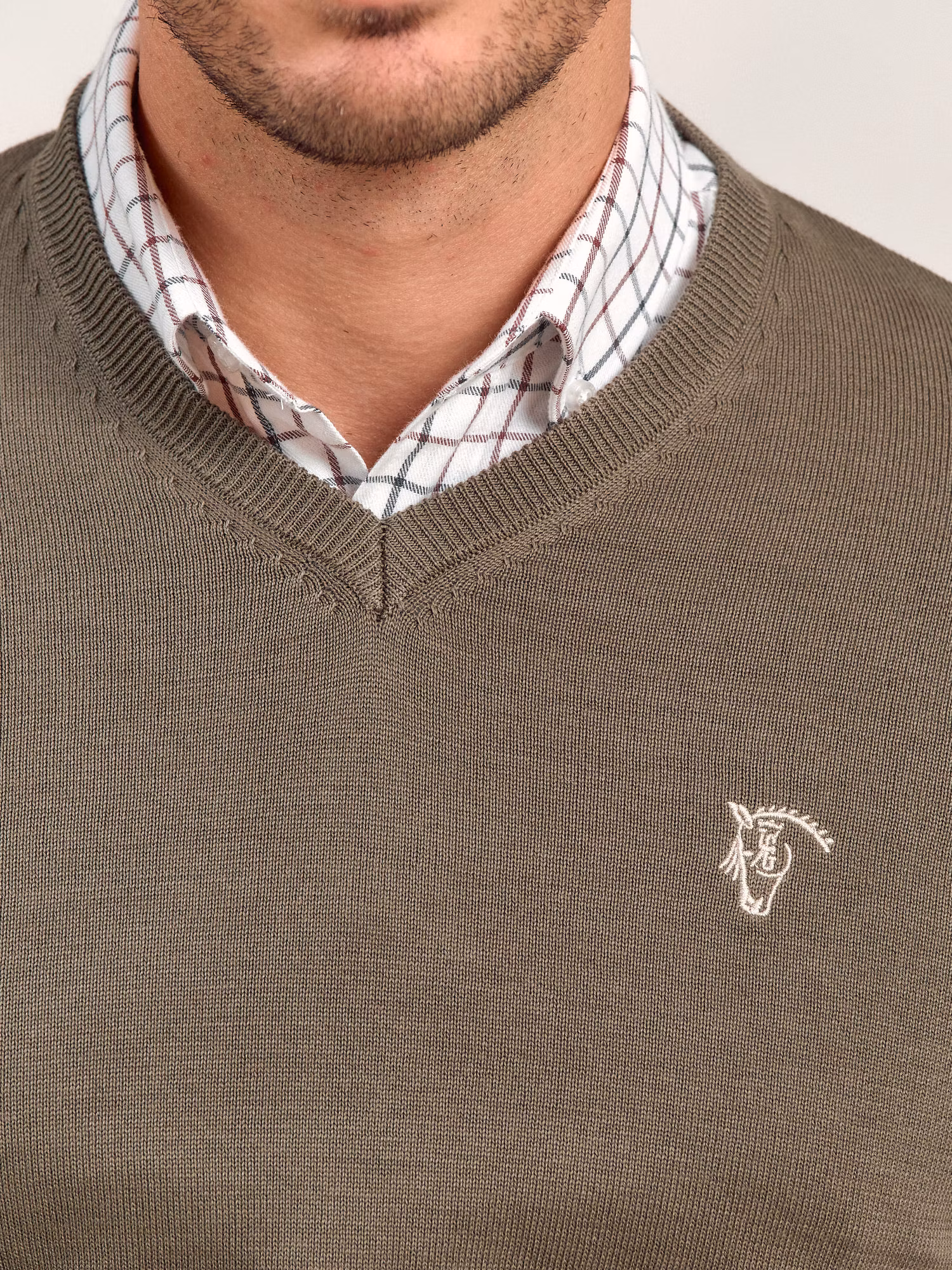 Pull col V avec coudières | Oliva