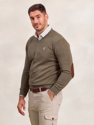 Pull col V avec coudières | Oliva