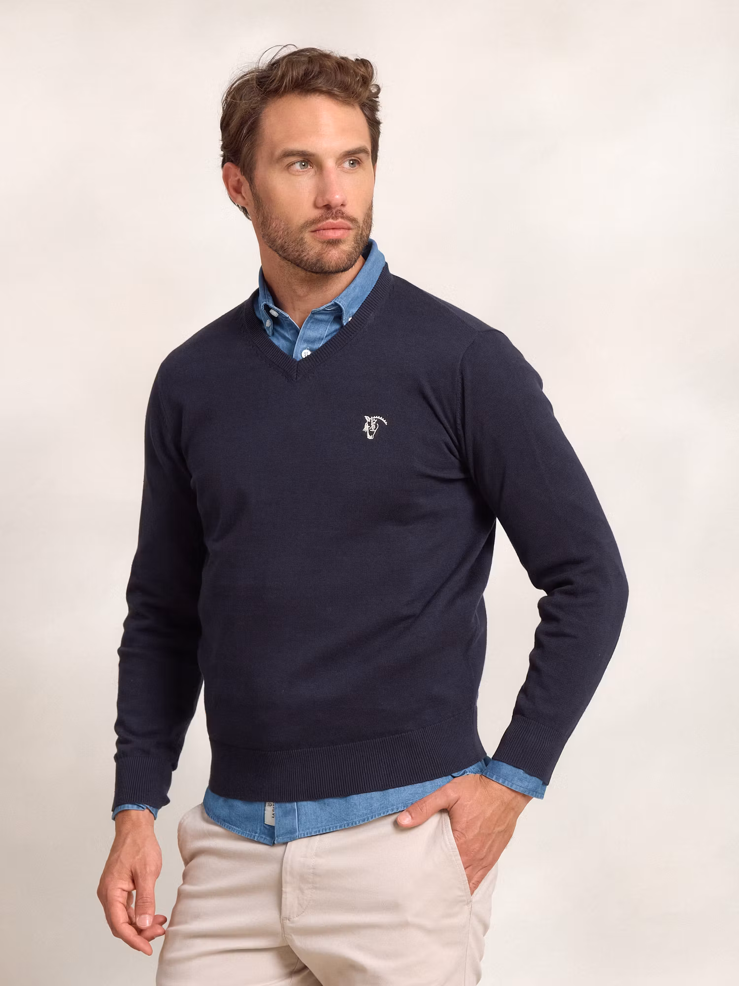 Pull-over col V | Marino