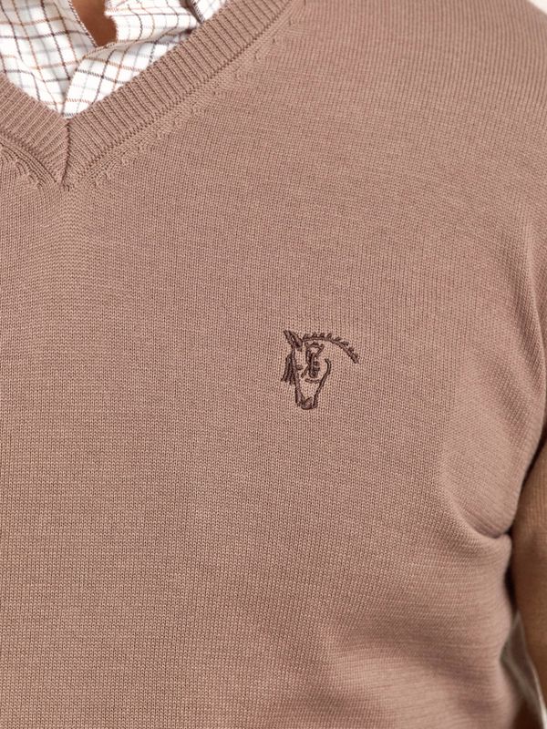 Sweater com decote em V | Taupe