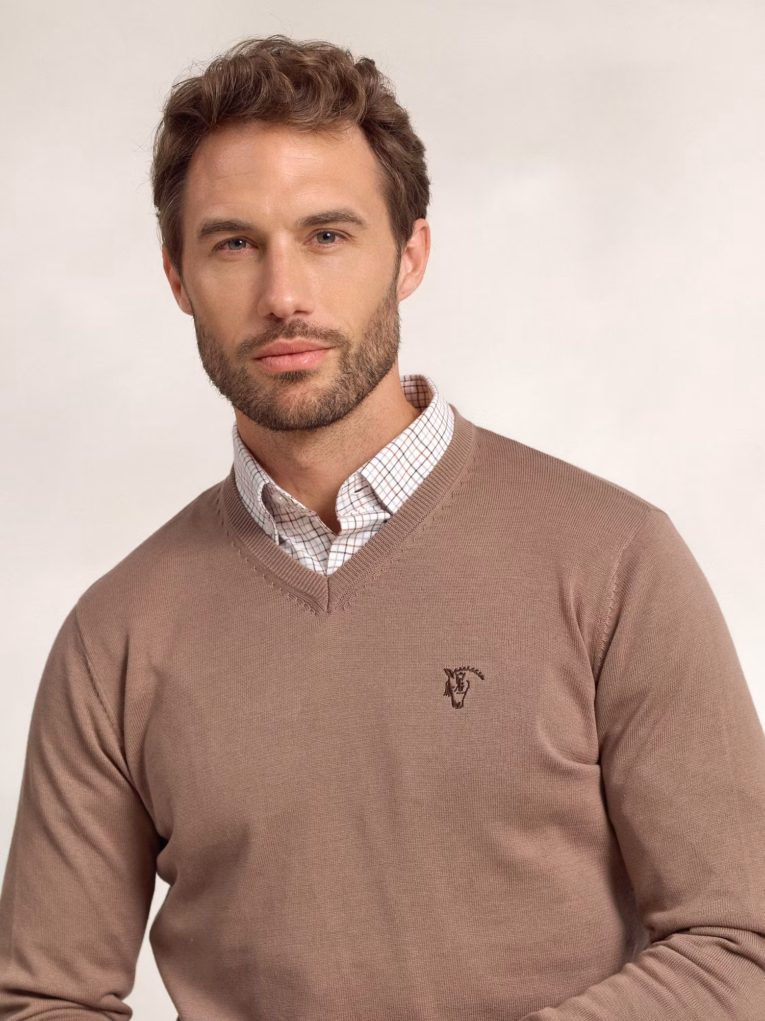 Pull à col en V | Taupe