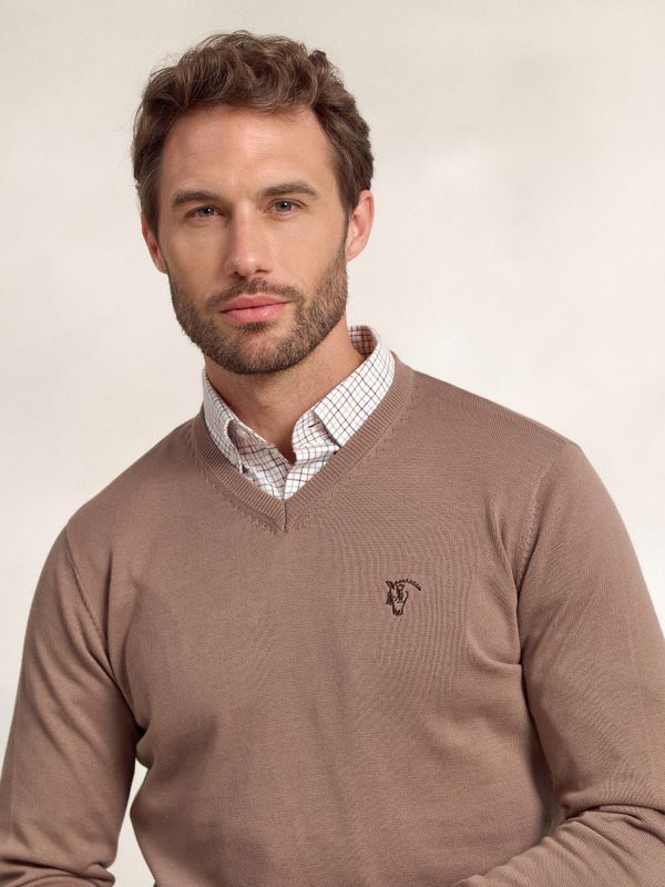 Sweater com decote em V | Taupe