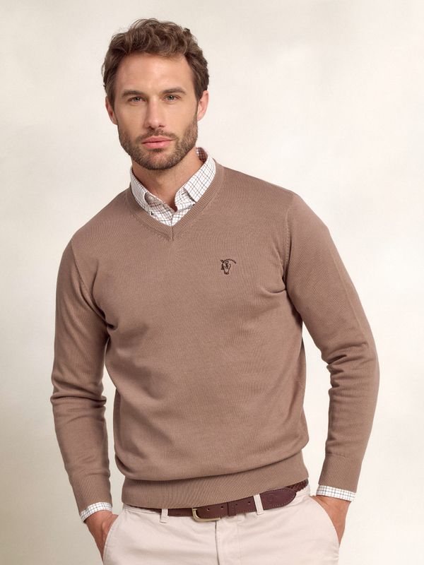 Sweater com decote em V | Taupe