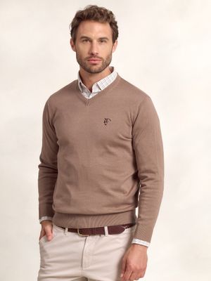 Sweater com decote em V | Taupe