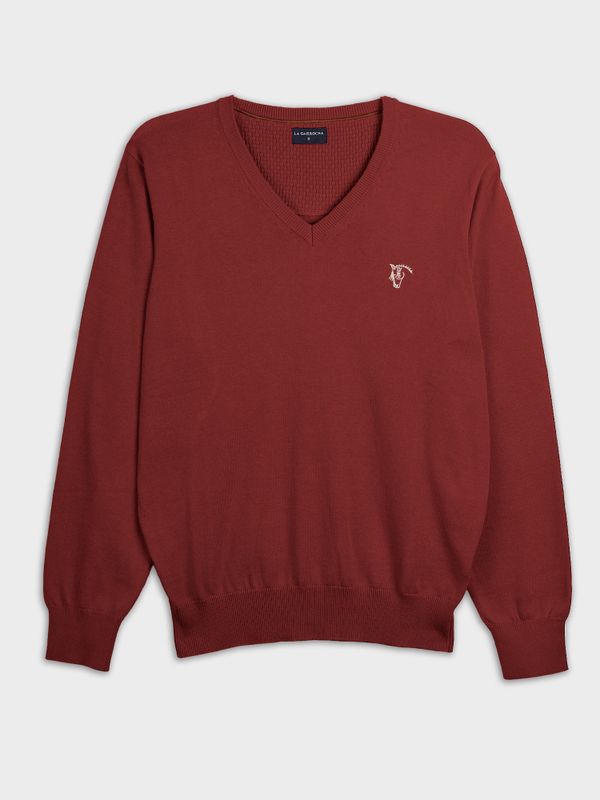 Suéter com decote em V | Carmesí