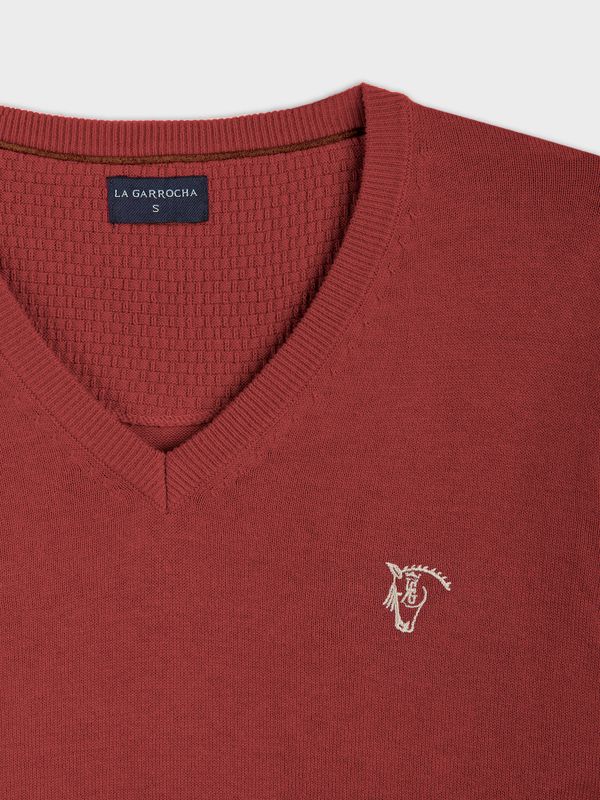 Suéter com decote em V | Carmesí