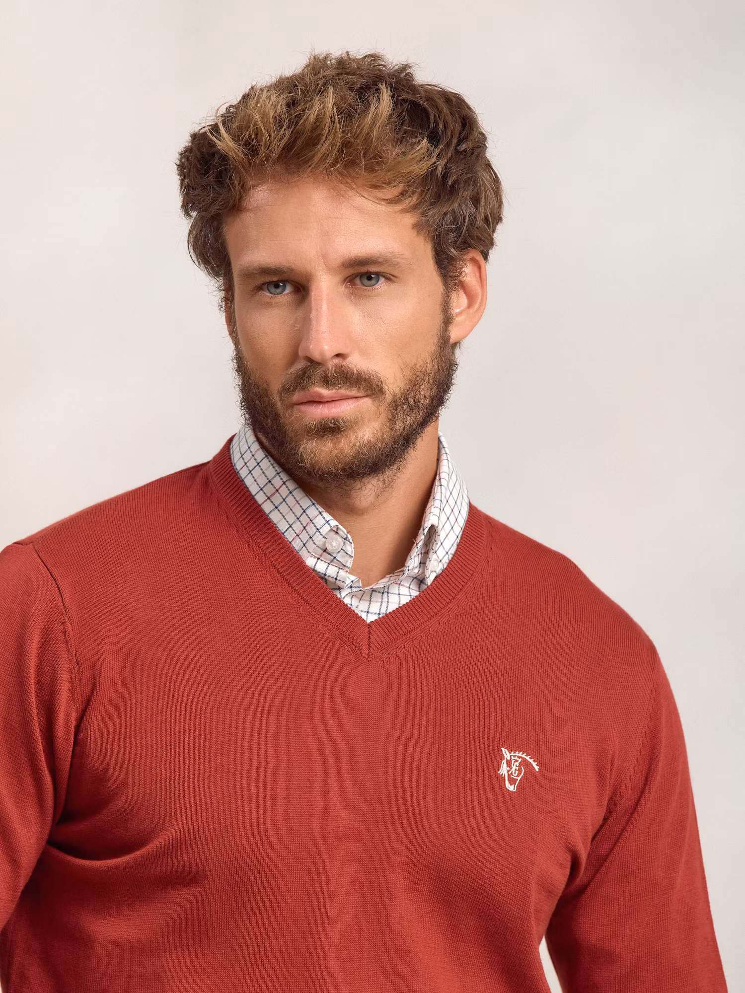 Pull à col en V | Carmesí