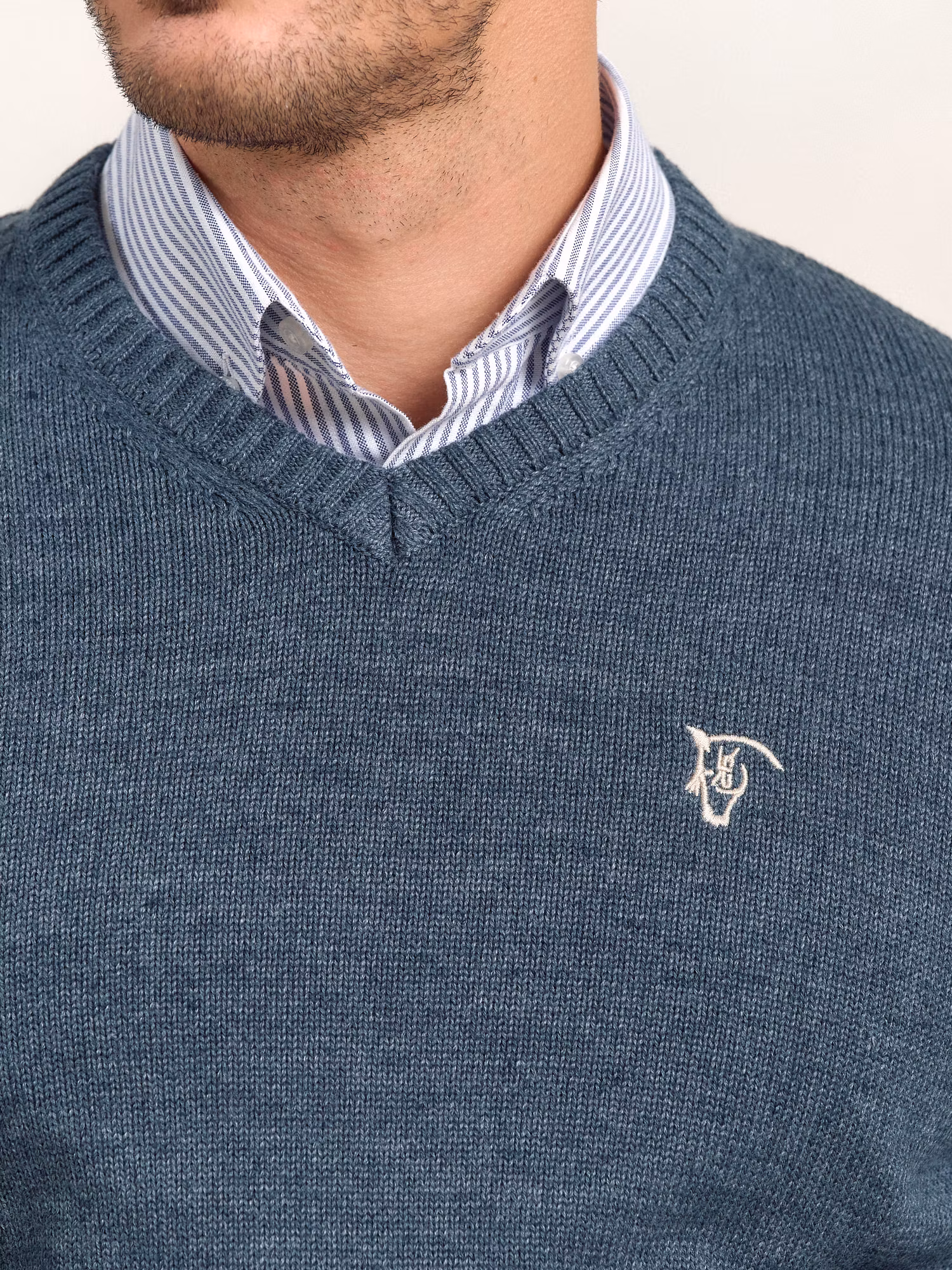 Pull Col V Équestre | Azul Lago