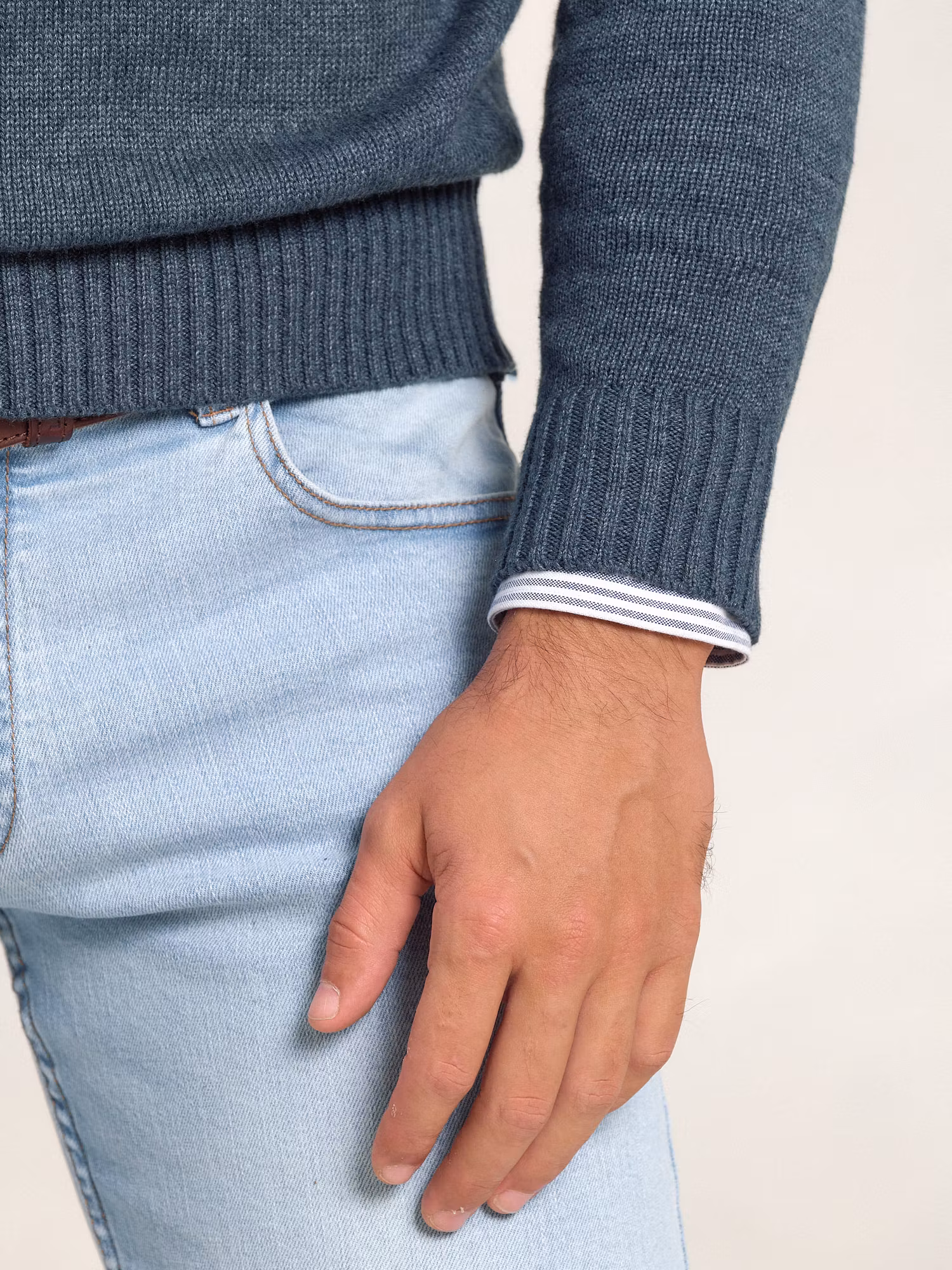 Pull Col V Équestre | Azul Lago