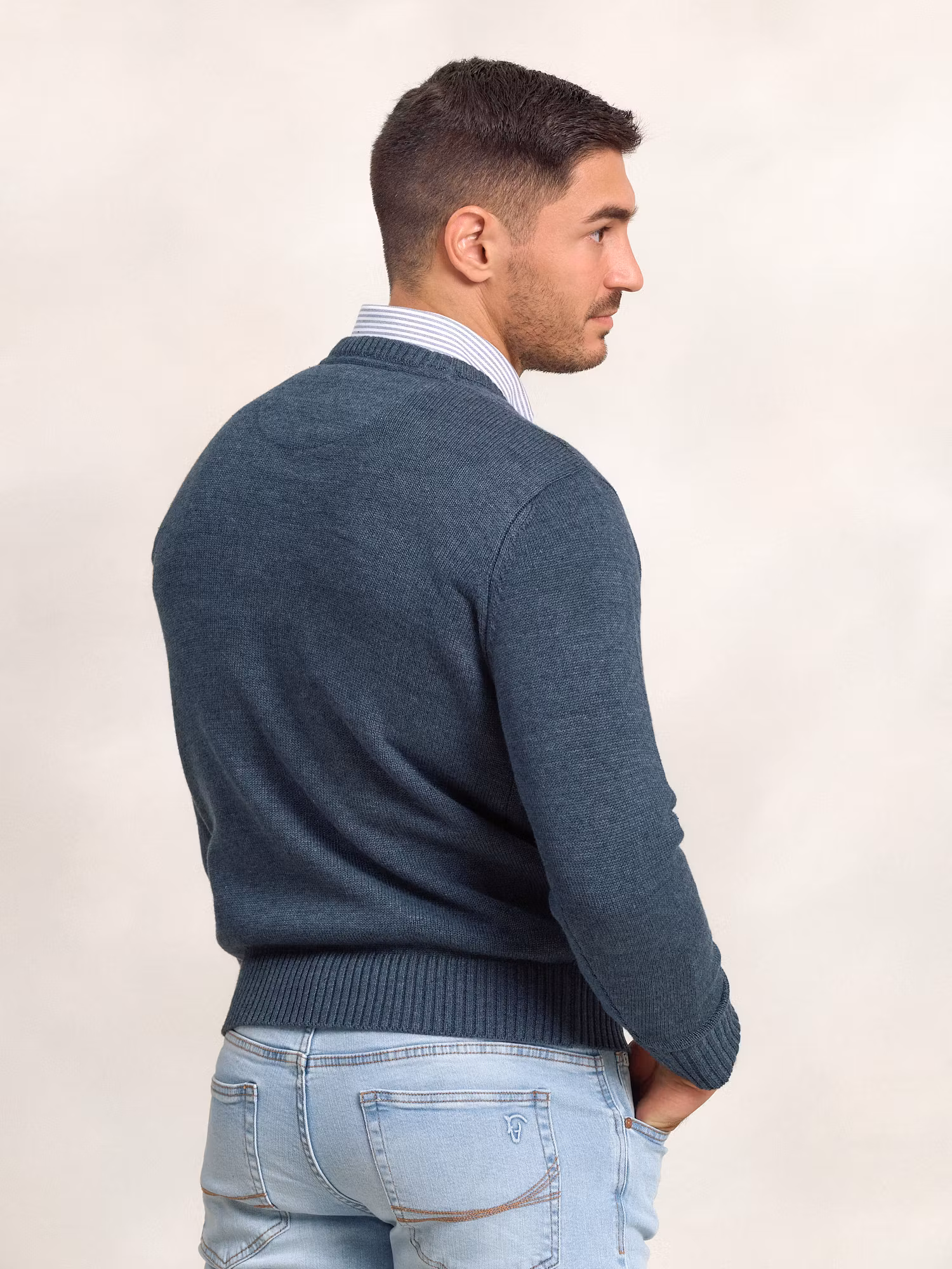 Pull Col V Équestre | Azul Lago