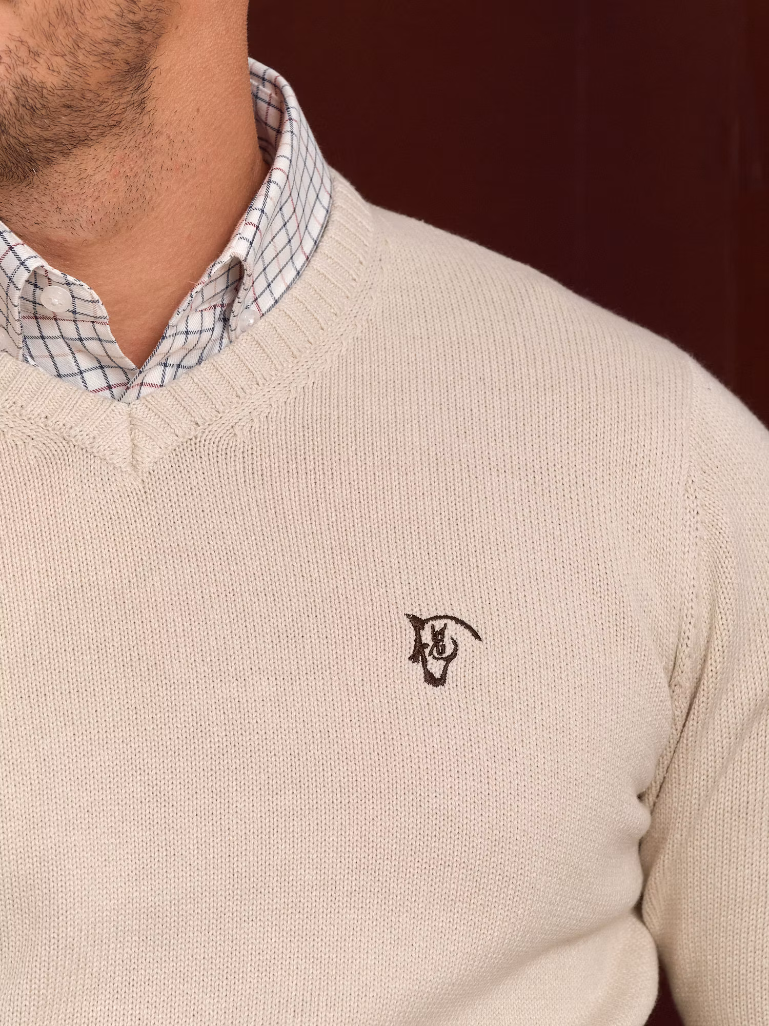 Pull Col V Équestre | Nude