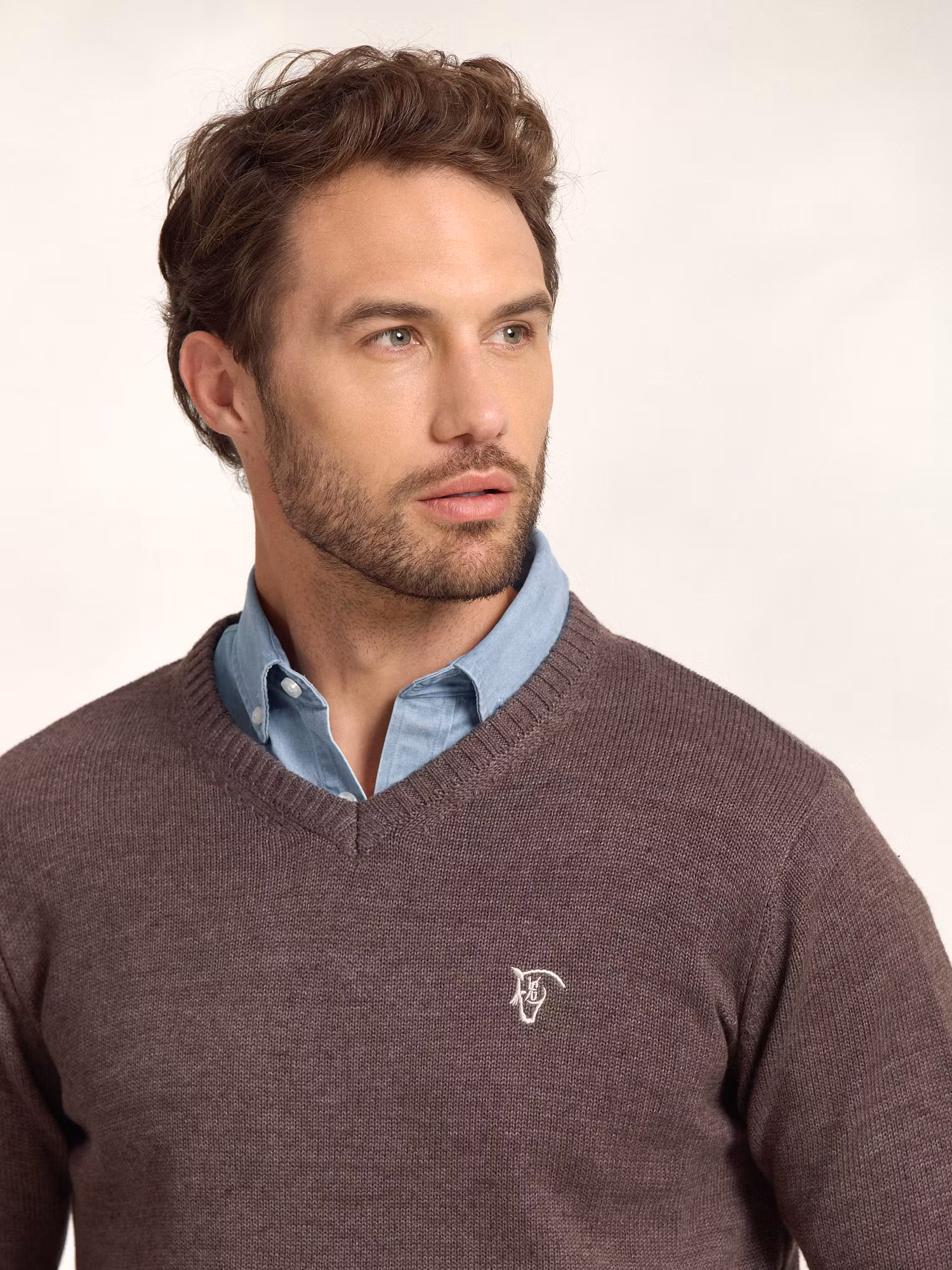 Pull Col V Équestre | Moka