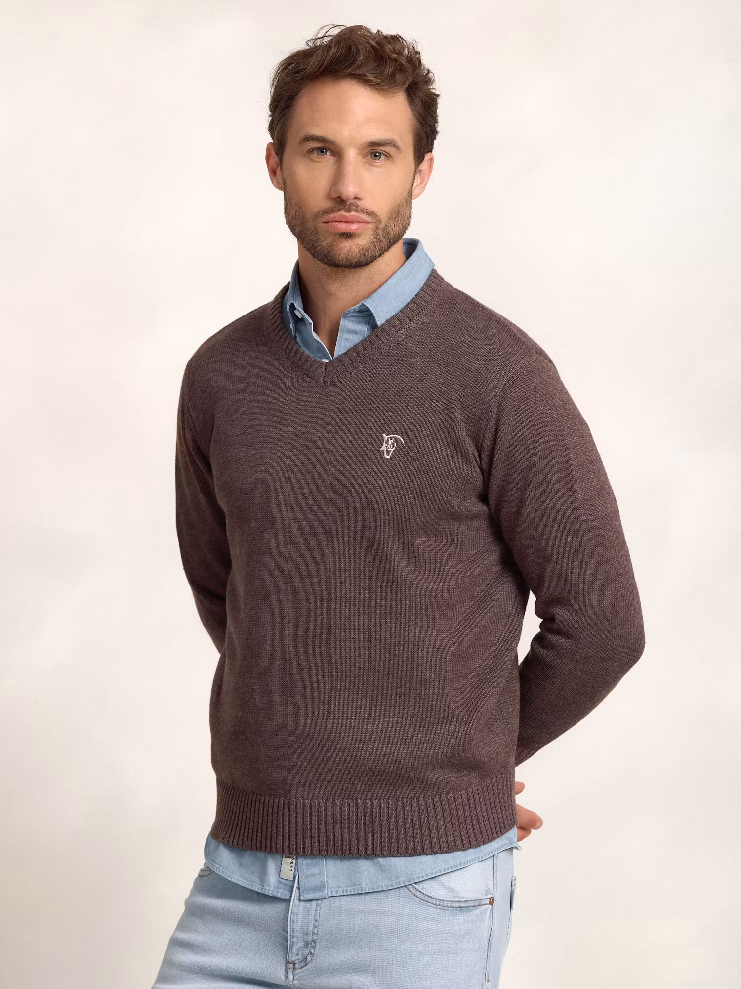 Pull Col V Équestre | Moka