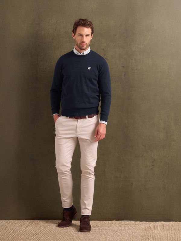 Suéter Gola Redonda com Cotoveleiras | Marino