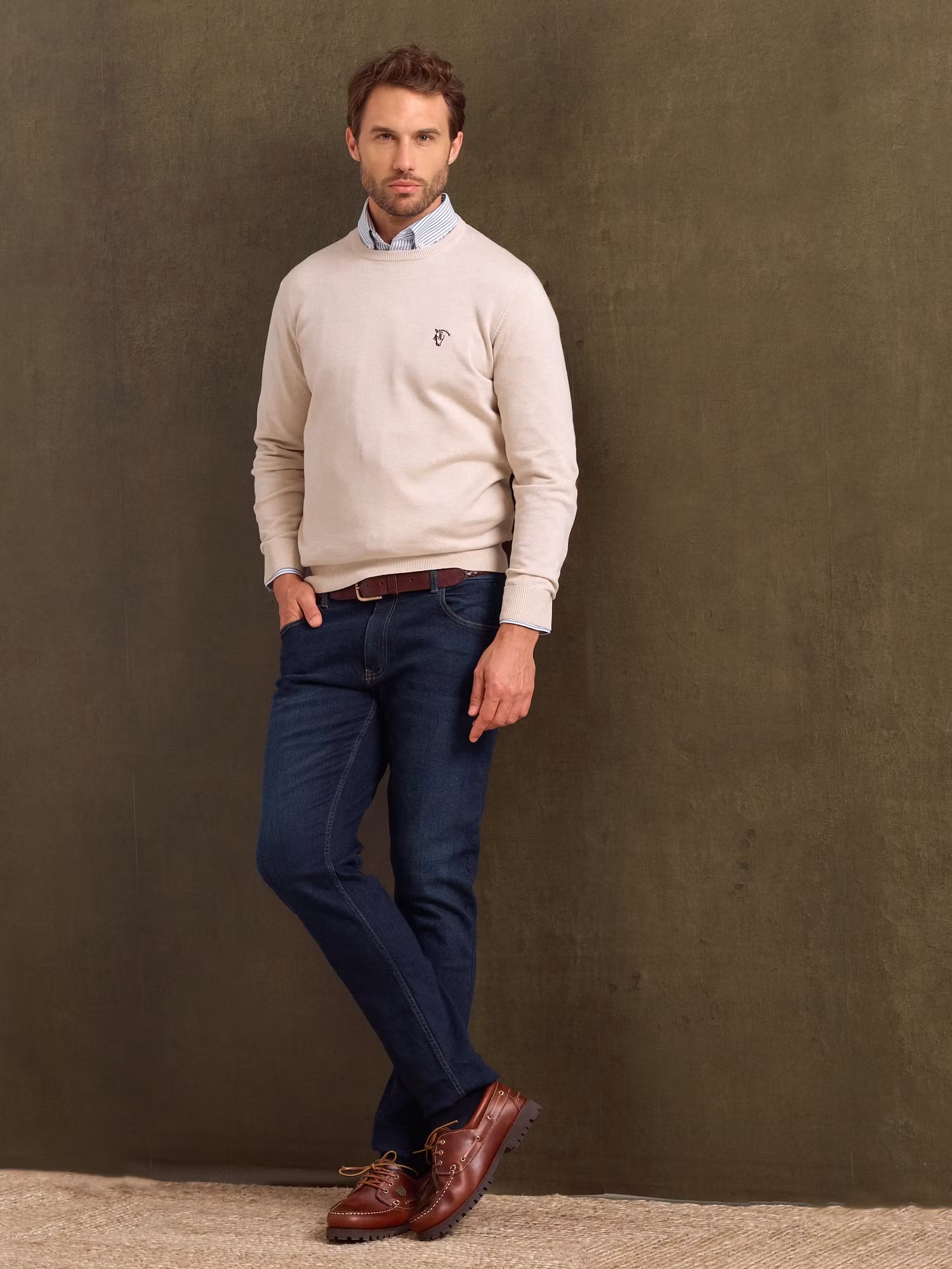 Pull Col Rond avec Coudières | Nude