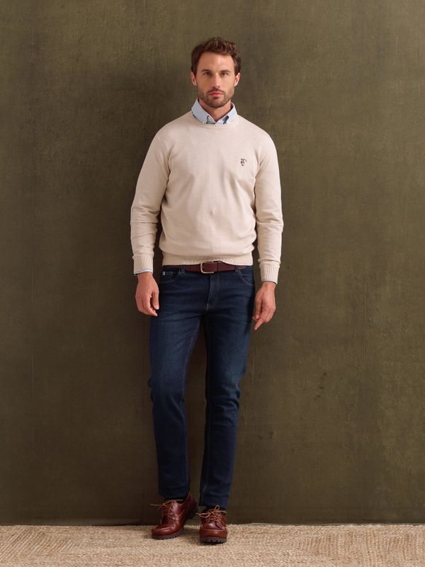 Suéter Gola Redonda com Cotoveleiras | Nude