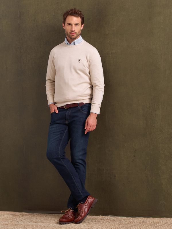 Elbow Patch Crewneck Sweater | Nude