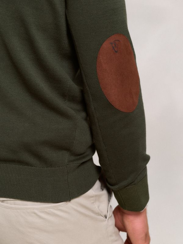 Suéter Gola Redonda com Cotoveleiras | Caza