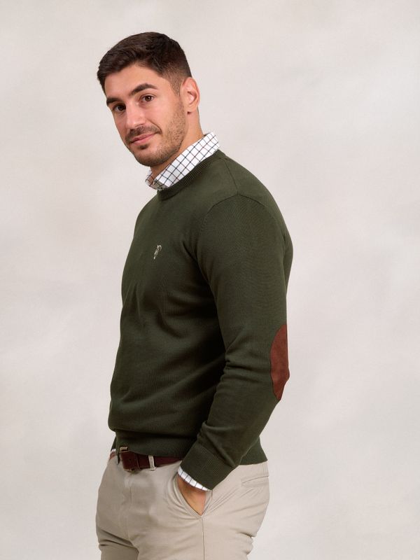 Suéter Gola Redonda com Cotoveleiras | Caza