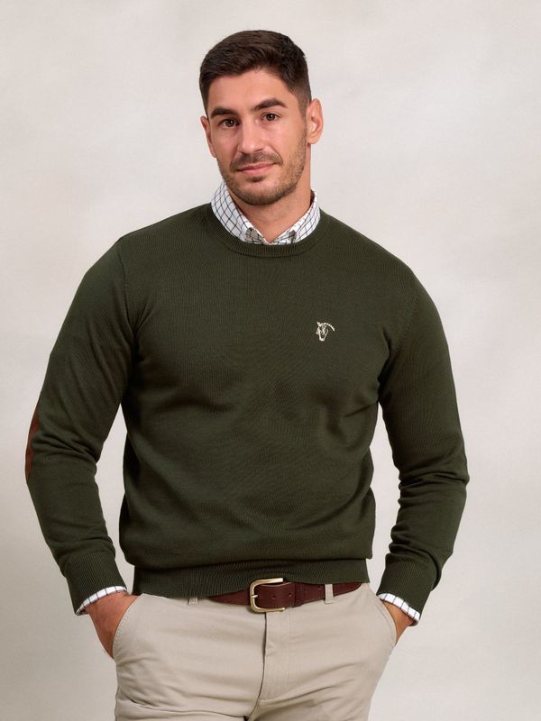 Elbow Patch Crewneck Sweater | Caza