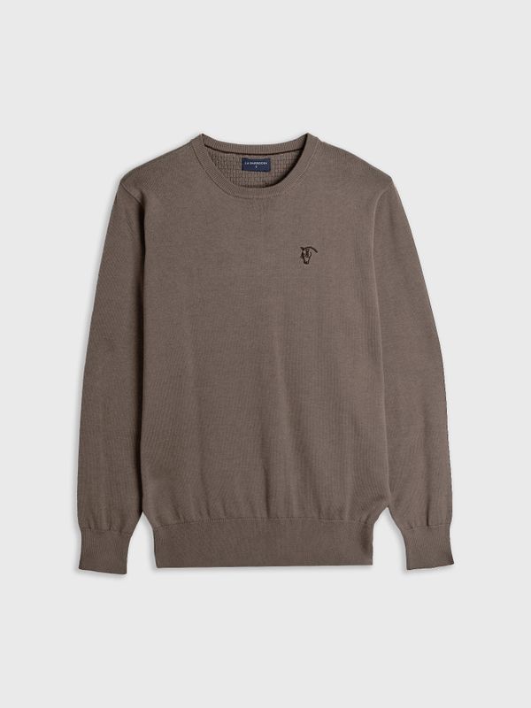 Suéter Gola Redonda com Cotoveleiras | Tostado