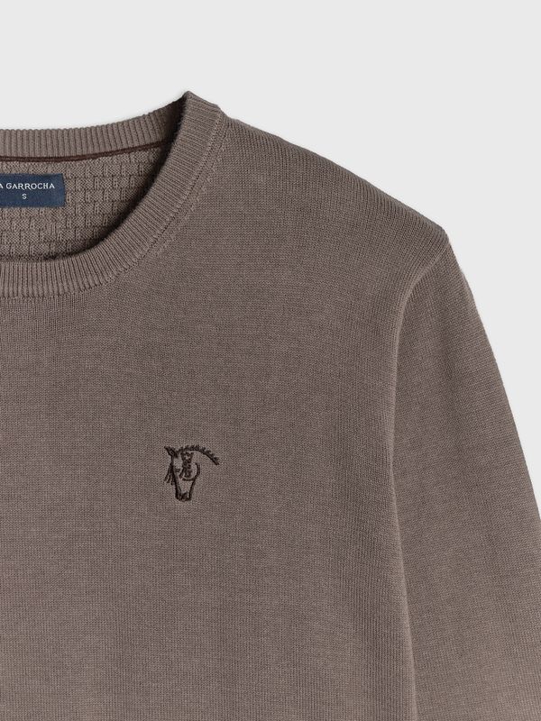 Suéter Gola Redonda com Cotoveleiras | Tostado