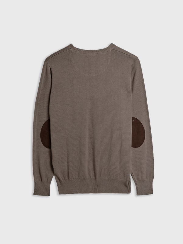 Suéter Gola Redonda com Cotoveleiras | Tostado