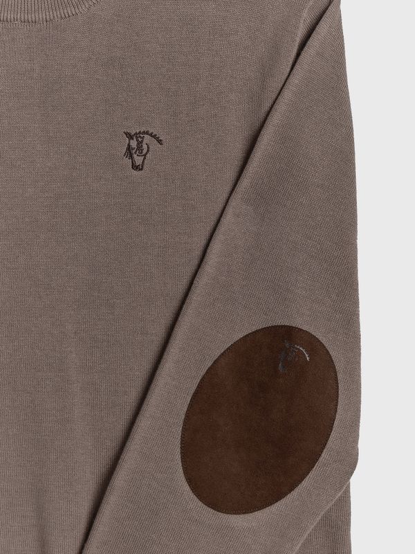 Suéter Gola Redonda com Cotoveleiras | Tostado