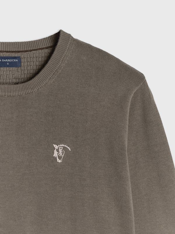 Suéter Gola Redonda com Cotoveleiras | Tostado