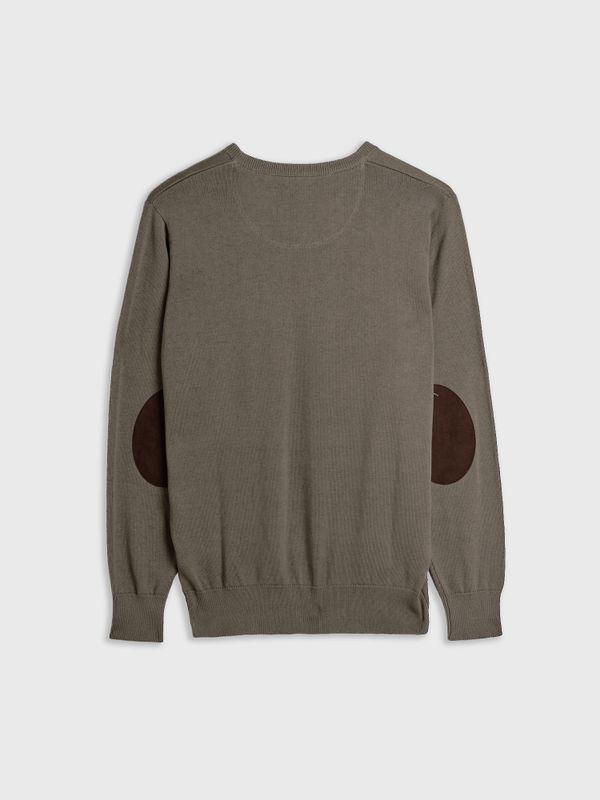 Suéter Gola Redonda com Cotoveleiras | Tostado