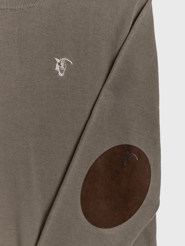 Suéter Gola Redonda com Cotoveleiras | Tostado