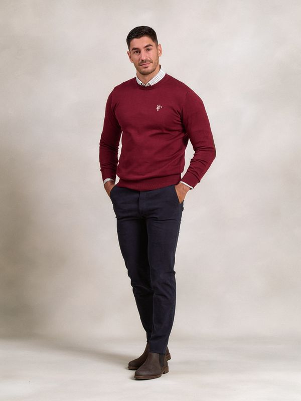 Suéter Gola Redonda com Cotoveleiras | Burgundy