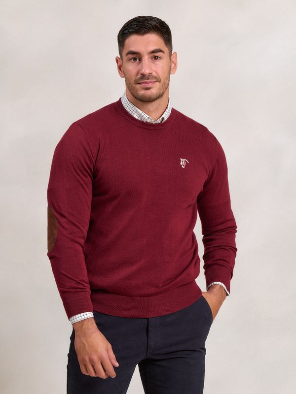 Suéter Gola Redonda com Cotoveleiras | Burgundy