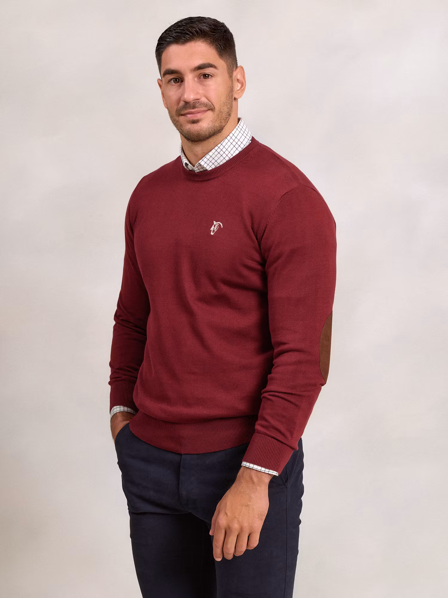 Pull Col Rond avec Coudières | Burgundy