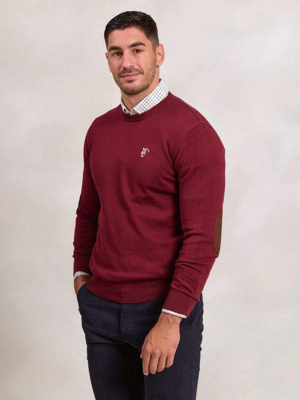 Suéter Gola Redonda com Cotoveleiras | Burgundy