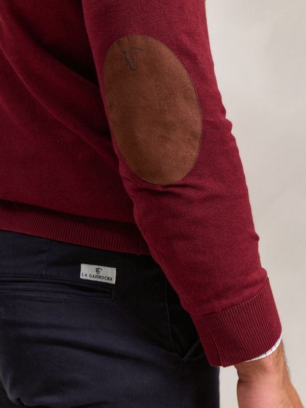 Suéter Gola Redonda com Cotoveleiras | Burgundy