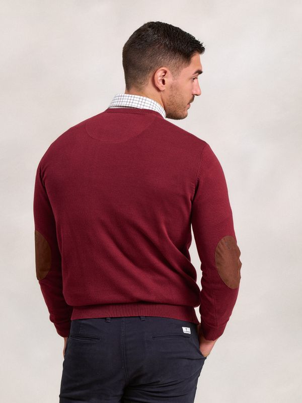 Suéter Gola Redonda com Cotoveleiras | Burgundy