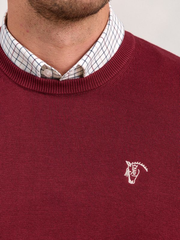 Suéter Gola Redonda com Cotoveleiras | Burgundy