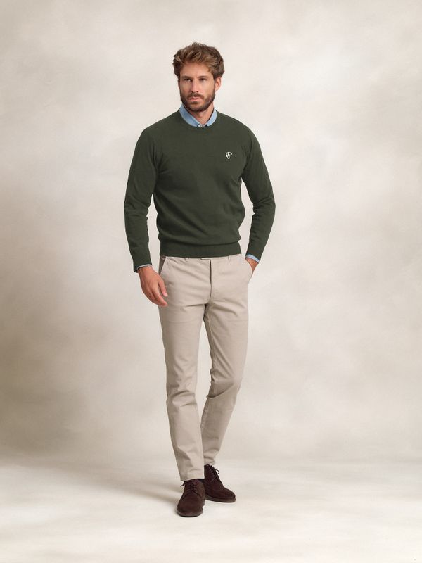 Suéter de gola redonda | Musgo