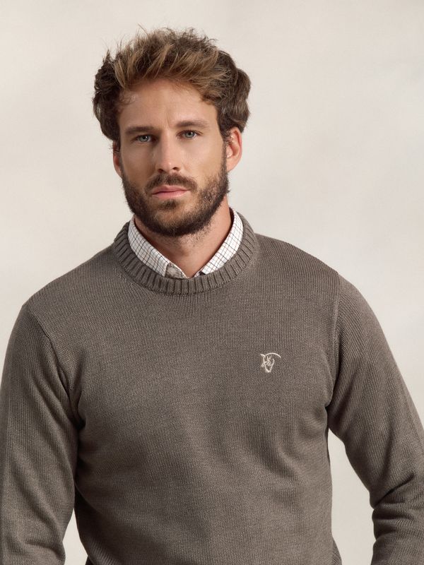 Suéter Gola Redonda Equestre | Oliva