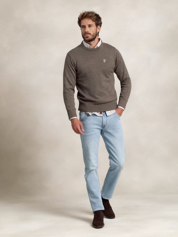 Suéter Gola Redonda Equestre | Oliva