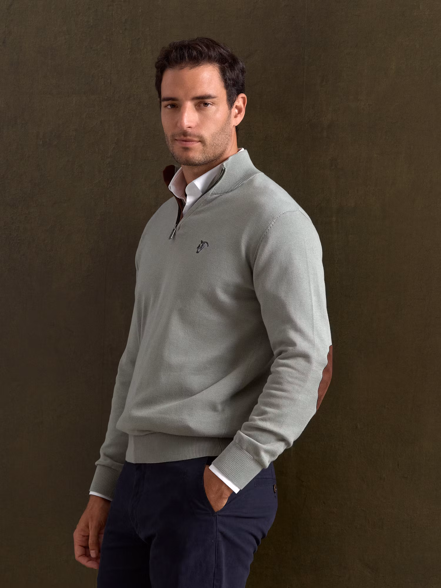 Pull Demi-Zip Brand | Basil