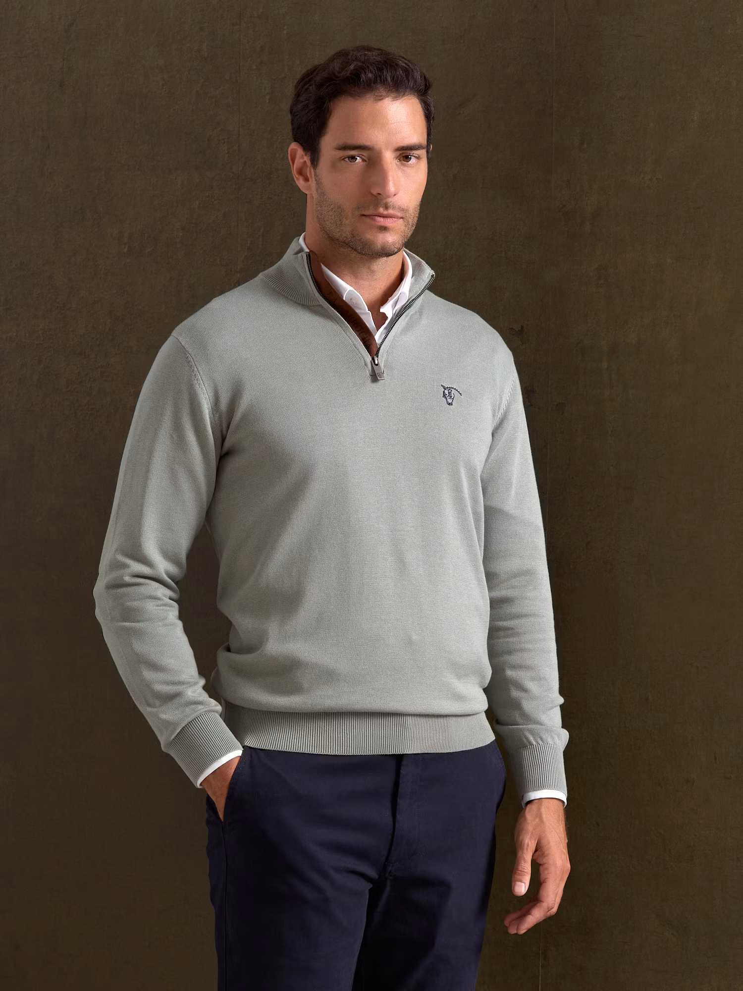 Pull Demi-Zip Brand | Basil