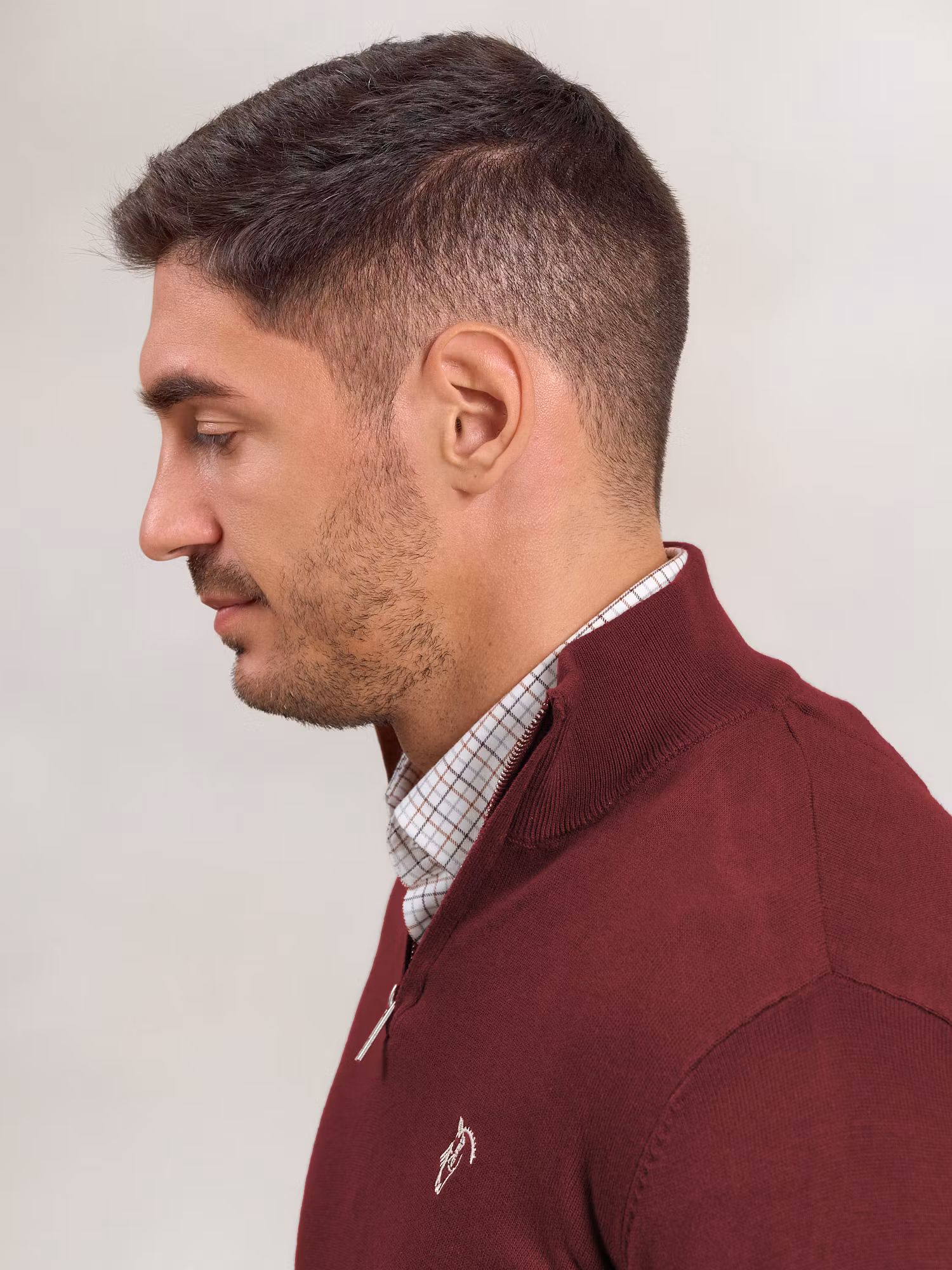 Pull Demi-Zip Brand | Burgundy