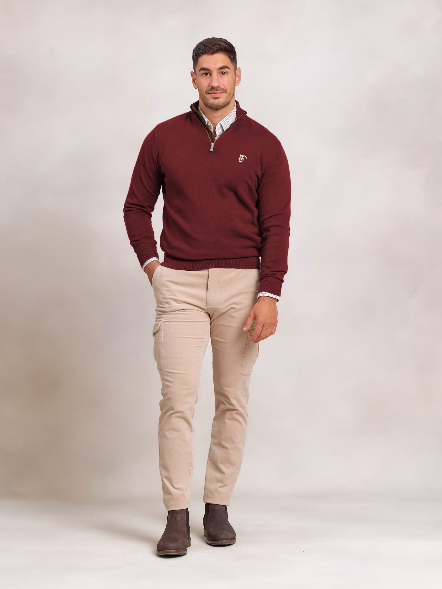 Pull Demi-Zip Brand | Burgundy