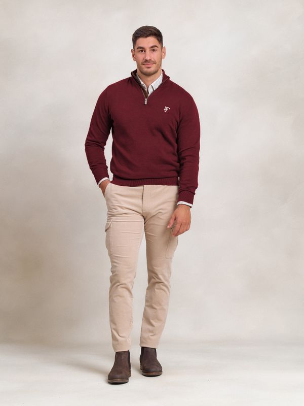 Brand Half-Zip Sweater | Burgundy