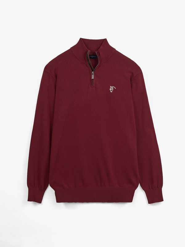 Brand Half-Zip Sweater | Burgundy