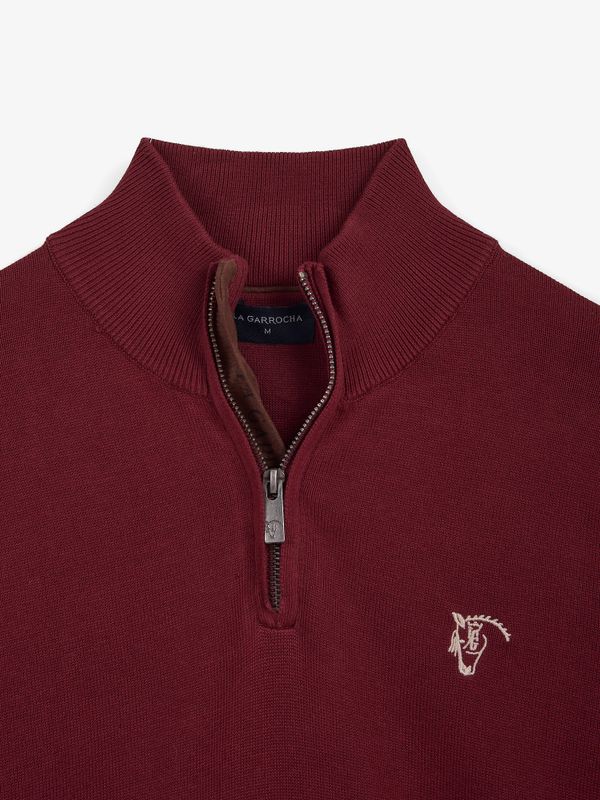 Brand Half-Zip Sweater | Burgundy