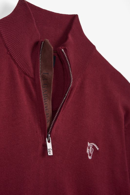 Brand Half-Zip Sweater | Burgundy